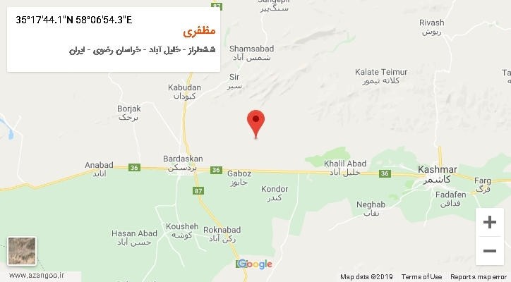 روستای مظفری بر روی نقشه