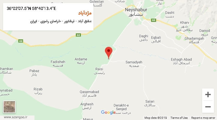 روستای مژدآباد بر روی نقشه