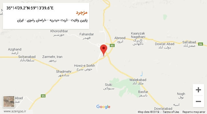 روستای مزجرد بر روی نقشه