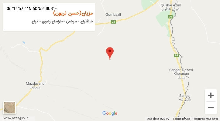روستای مزیان(حسن نریون) بر روی نقشه