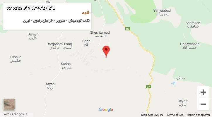 روستای ناده بر روی نقشه