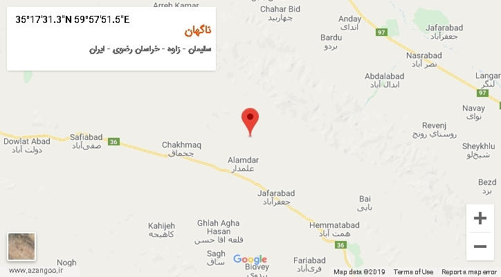 روستای ناگهان بر روی نقشه