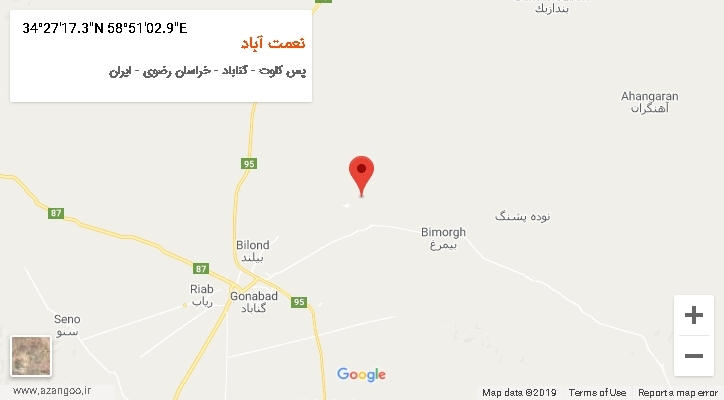 روستای نعمت آباد بر روی نقشه
