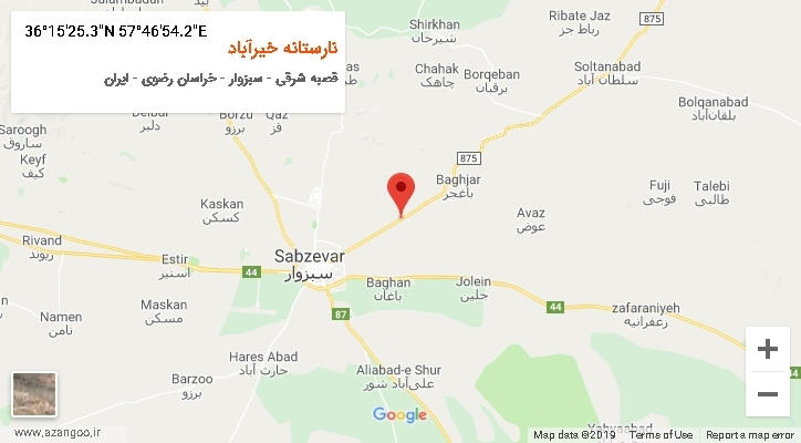 روستای نارستانه خیرآباد بر روی نقشه