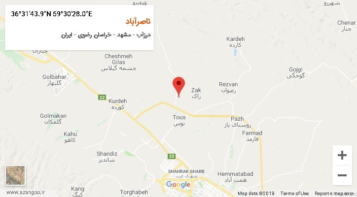 روستای ناصرآباد بر روی نقشه