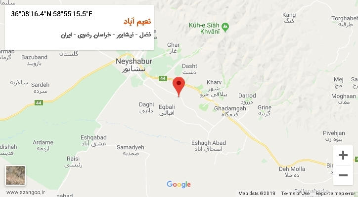 روستای نعیم آباد بر روی نقشه