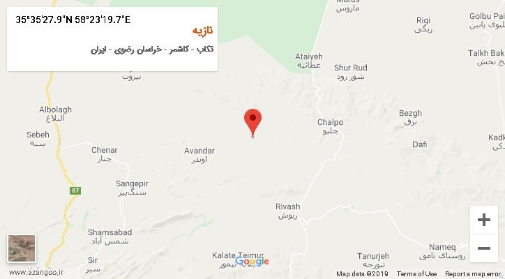 روستای نازیه بر روی نقشه