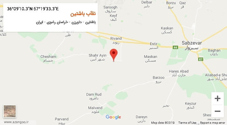روستای نقآب باشتین بر روی نقشه