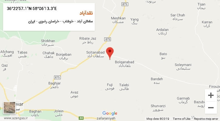 روستای نقدآباد بر روی نقشه