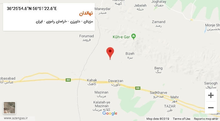 روستای نهالدان بر روی نقشه