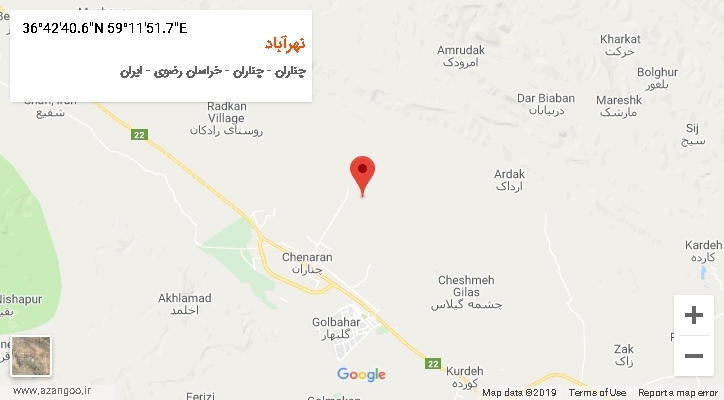 روستای نهرآباد بر روی نقشه