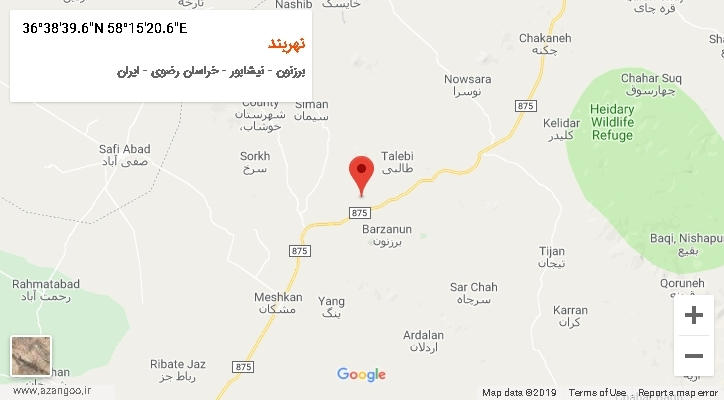 روستای نهربند بر روی نقشه