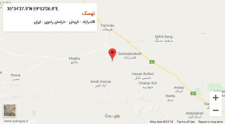 روستای نهسک بر روی نقشه