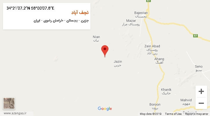 روستای نجف آباد بر روی نقشه