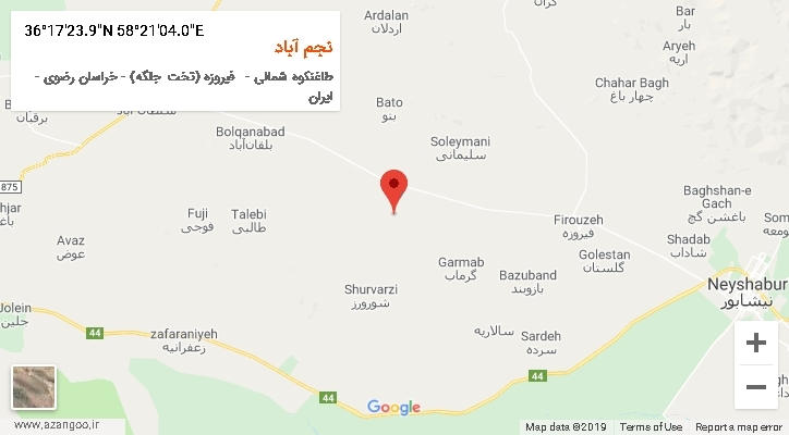روستای نجم آباد بر روی نقشه
