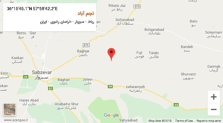 روستای نجم آباد بر روی نقشه