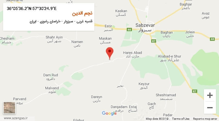 روستای نجم الدین بر روی نقشه