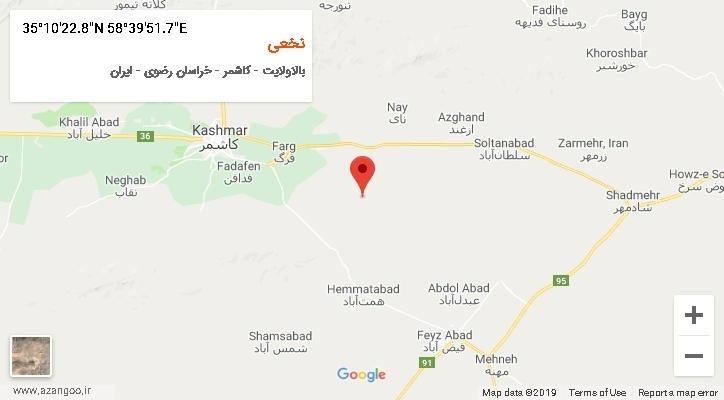 روستای نخعی بر روی نقشه