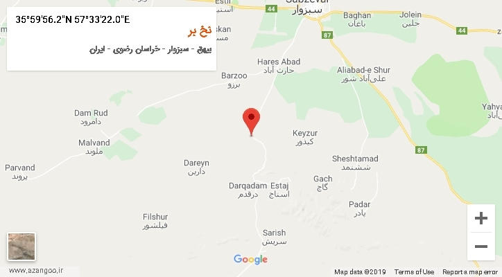 روستای نخ بر بر روی نقشه