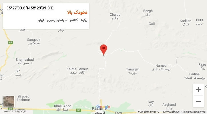 روستای نخودک بالا بر روی نقشه