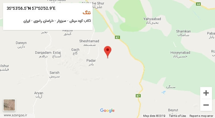 روستای ننگ بر روی نقشه