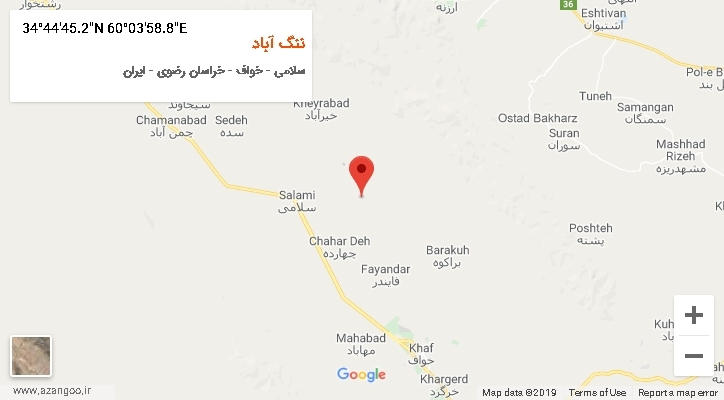 روستای ننگ آباد بر روی نقشه