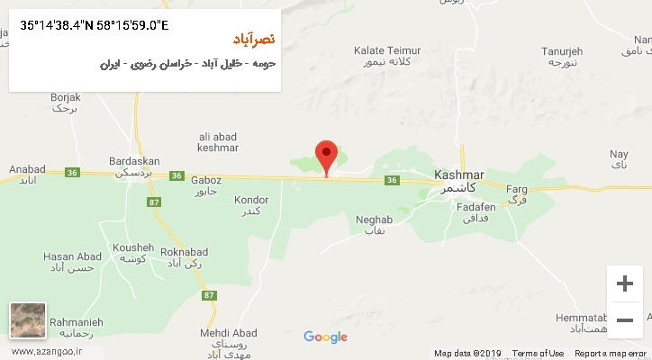 روستای نصرآباد بر روی نقشه