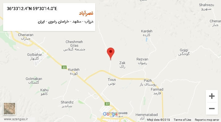 روستای نصرآباد بر روی نقشه