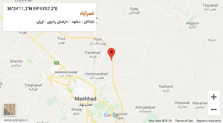 روستای نصرآباد بر روی نقشه