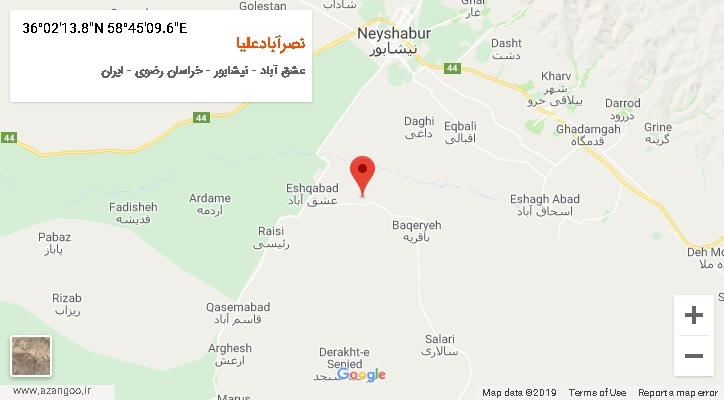 روستای نصرآبادعلیا بر روی نقشه