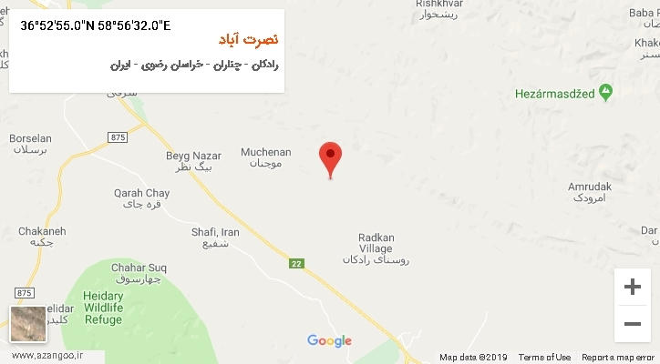 روستای نصرت آباد بر روی نقشه