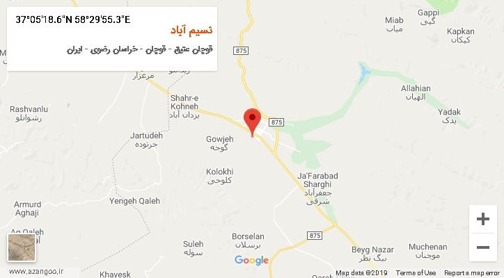 روستای نسیم آباد بر روی نقشه