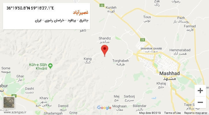 روستای نصیرآباد بر روی نقشه
