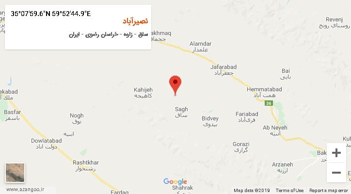 روستای نصیرآباد بر روی نقشه