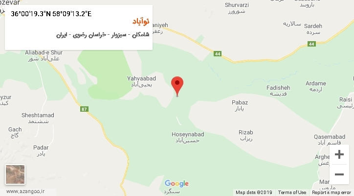 روستای نوآباد بر روی نقشه