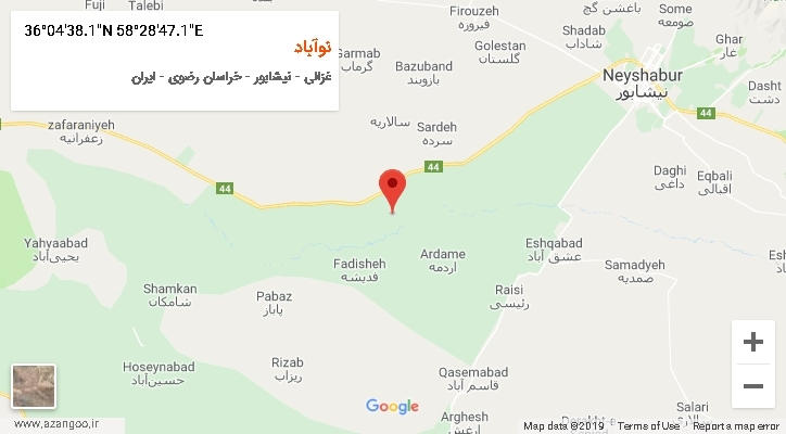 روستای نوآباد بر روی نقشه