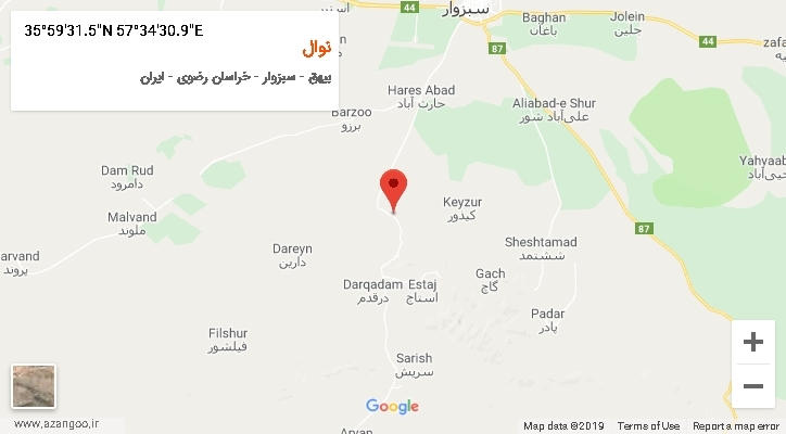 روستای نوال بر روی نقشه