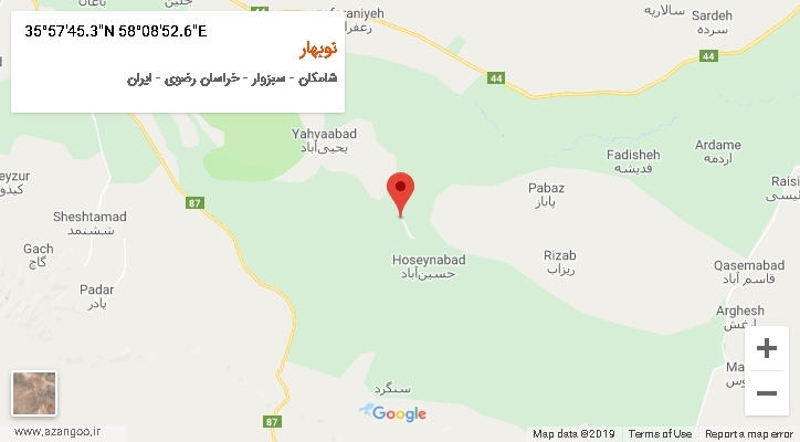 روستای نوبهار بر روی نقشه