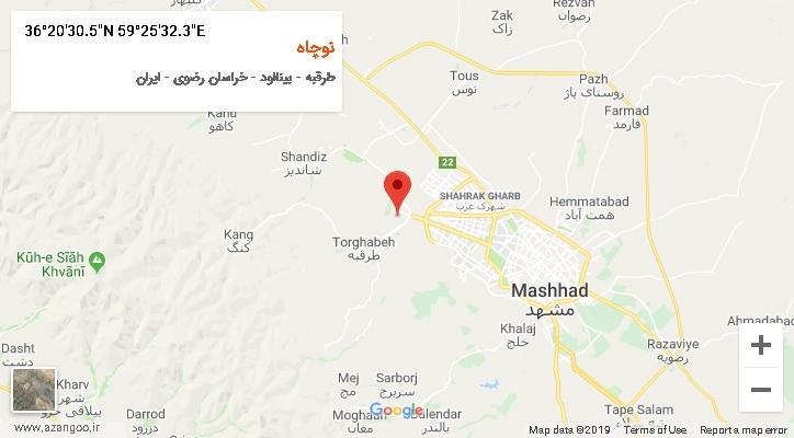روستای نوچاه بر روی نقشه