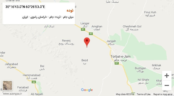 روستای نوده بر روی نقشه