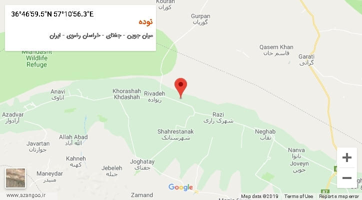 روستای نوده بر روی نقشه
