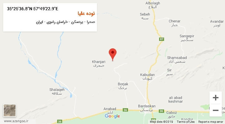 روستای نوده علیا بر روی نقشه