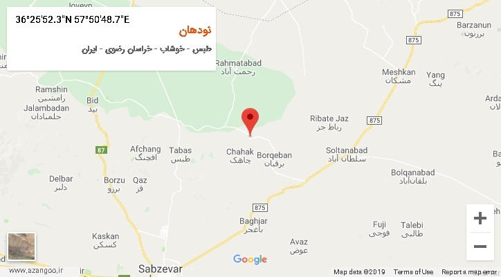 روستای نودهان بر روی نقشه