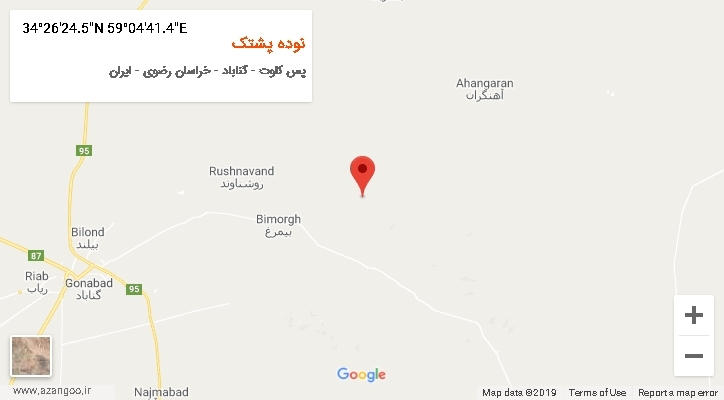 روستای نوده پشتک بر روی نقشه