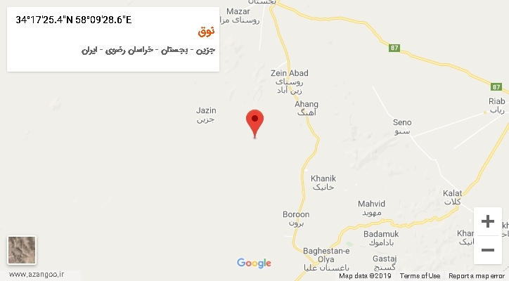 روستای نوق بر روی نقشه