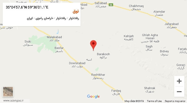 روستای نوق بر روی نقشه