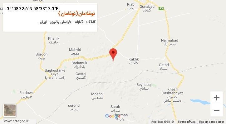 روستای نوغلامان(نوغامان) بر روی نقشه