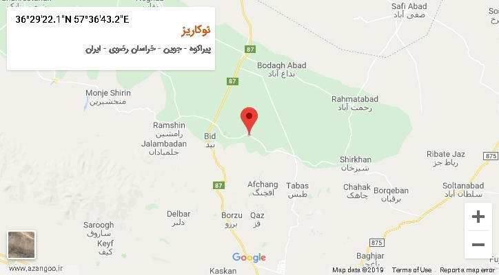 روستای نوکاریز بر روی نقشه