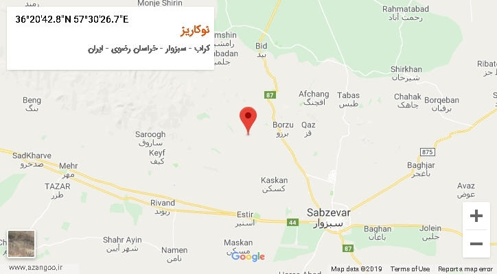 روستای نوکاریز بر روی نقشه