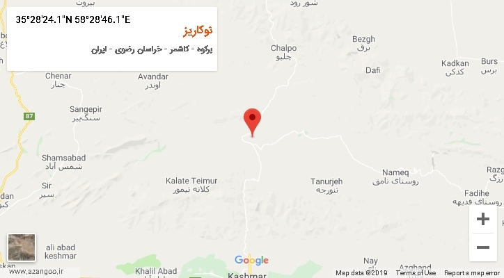 روستای نوکاریز بر روی نقشه